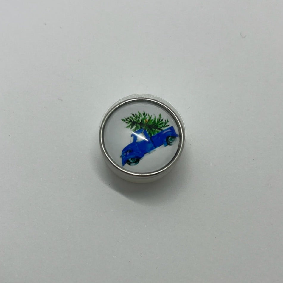 Blue Christmas Truck SNAP Charm