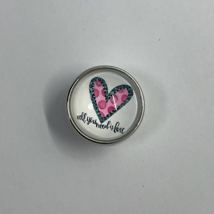 "All You Need is Love" Heart SNAP charm
