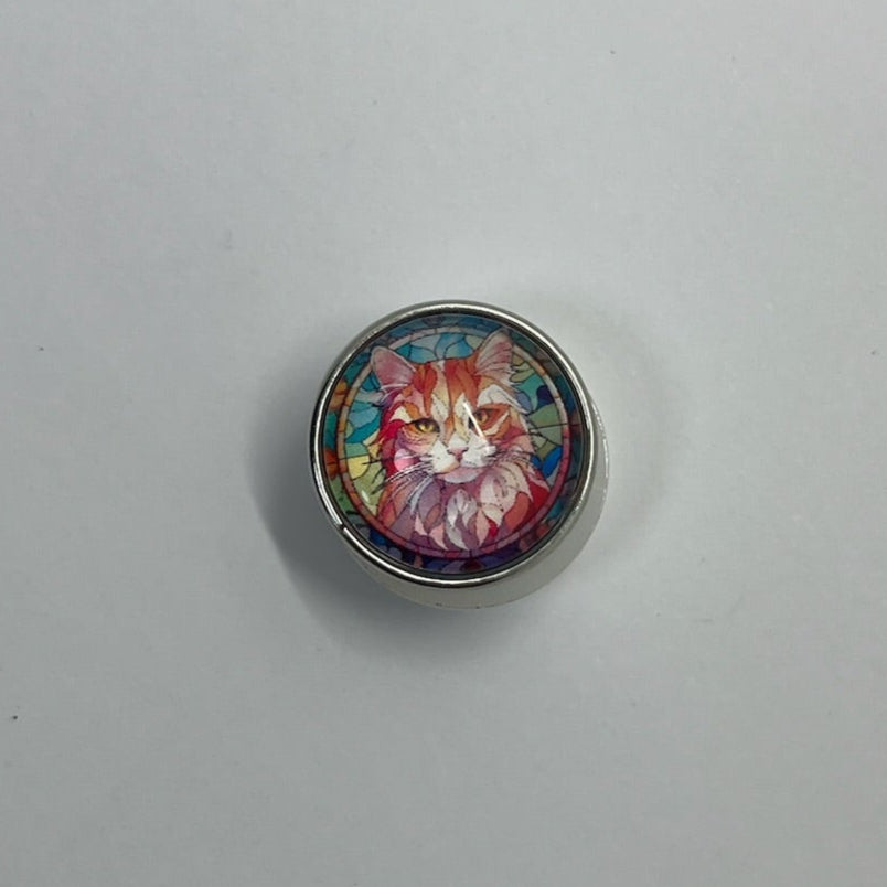 Stain Glass Cat SNAP Charm